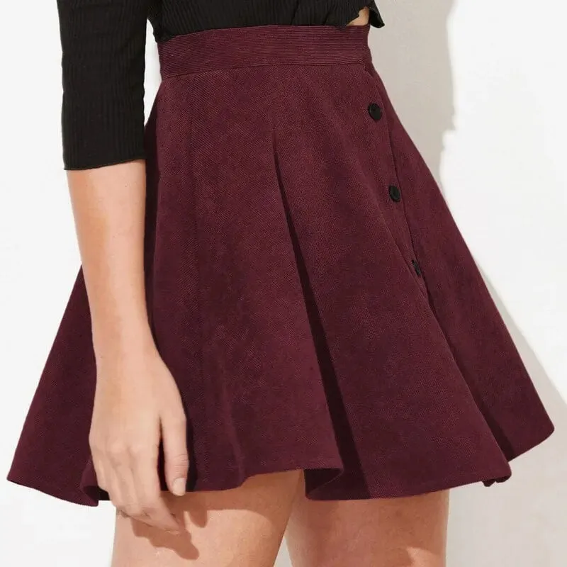 Marilyn Corduroy Button Front Skirt