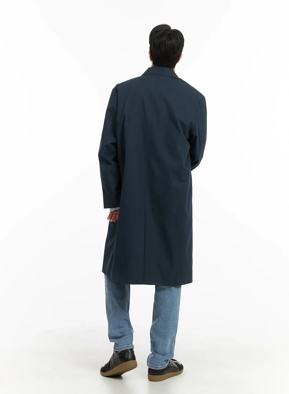 Men's Solid Cotton Trench Coat IA401