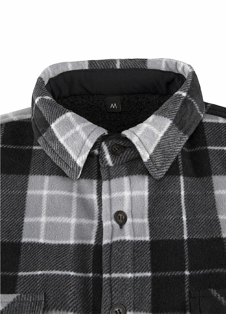 Men's Warm Sherpa Lined Plaid Shirt Jacket (Sherpa Lined Throughout)