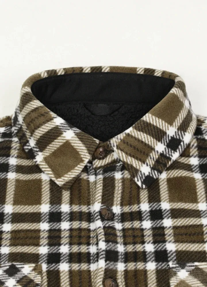 Men's Warm Sherpa Lined Plaid Shirt Jacket (Sherpa Lined Throughout)