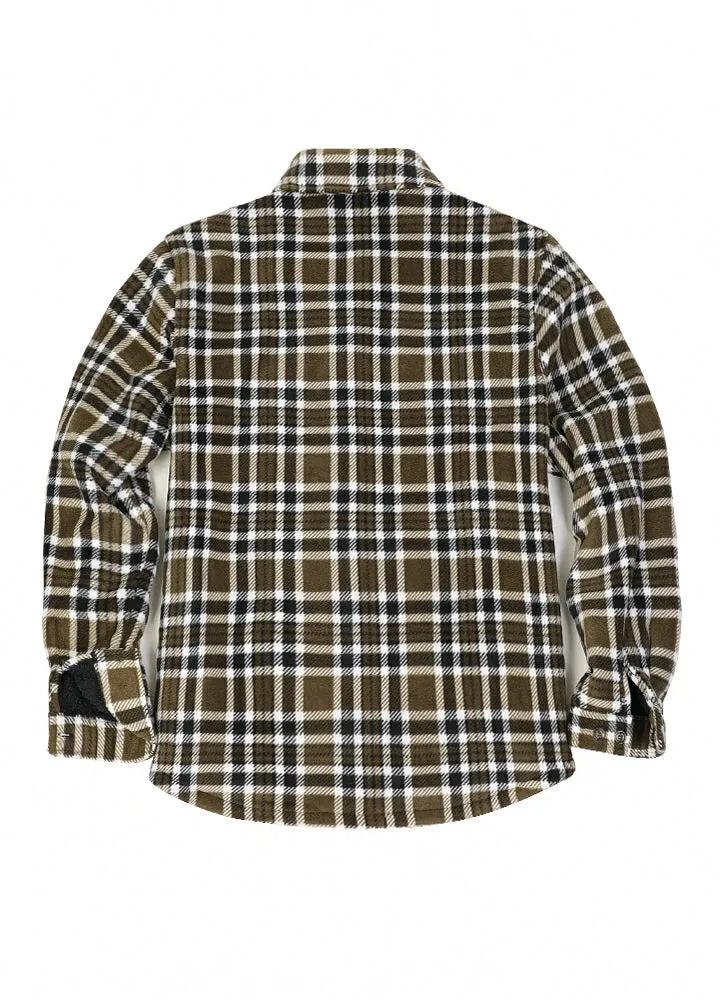 Men's Warm Sherpa Lined Plaid Shirt Jacket (Sherpa Lined Throughout)