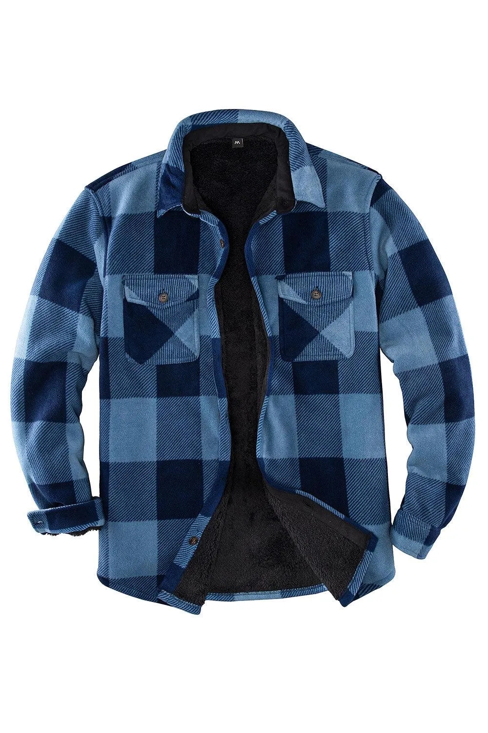 Men's Warm Sherpa Lined Plaid Shirt Jacket (Sherpa Lined Throughout)