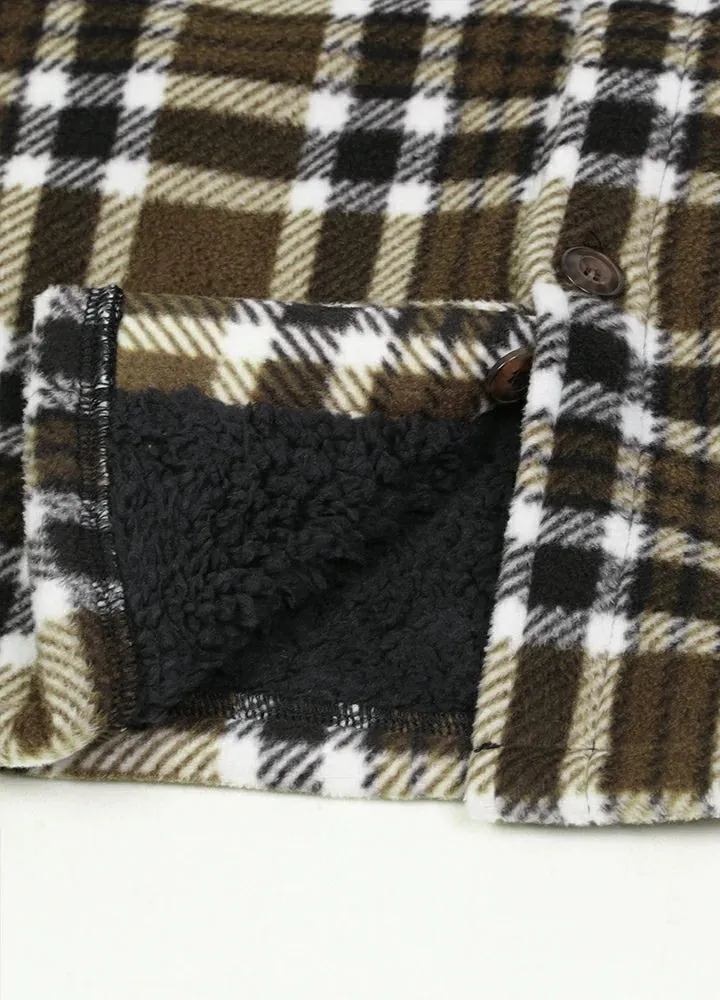 Men's Warm Sherpa Lined Plaid Shirt Jacket (Sherpa Lined Throughout)