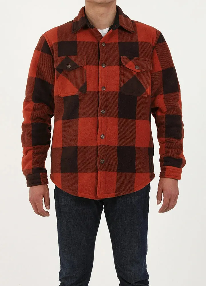 Men's Warm Sherpa Lined Plaid Shirt Jacket (Sherpa Lined Throughout)