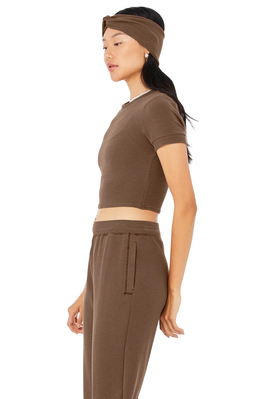 Micro Waffle Sierra Short Sleeve Top - Hot Cocoa