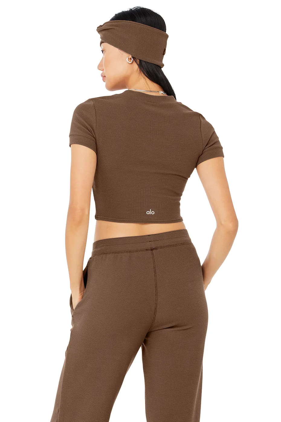 Micro Waffle Sierra Short Sleeve Top - Hot Cocoa