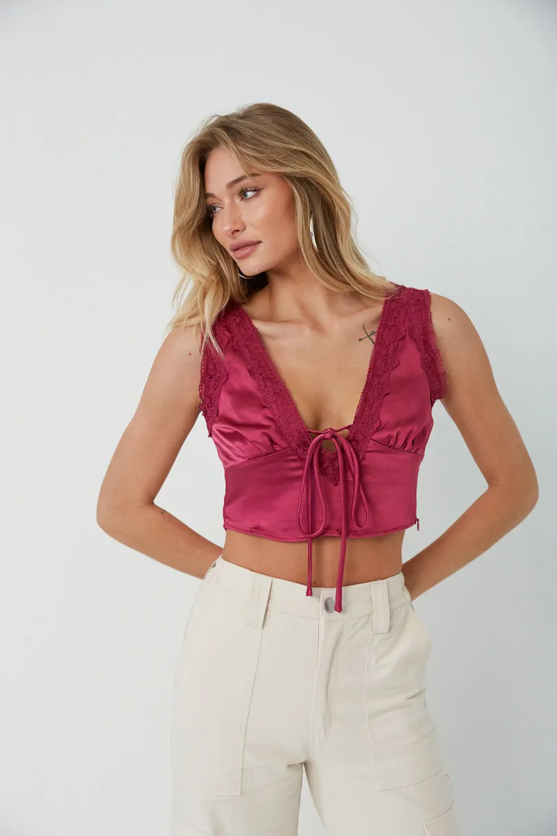 Mischa Lace Trim Crop Top