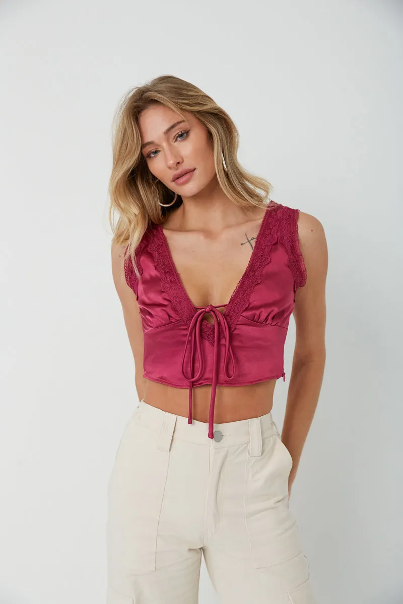 Mischa Lace Trim Crop Top