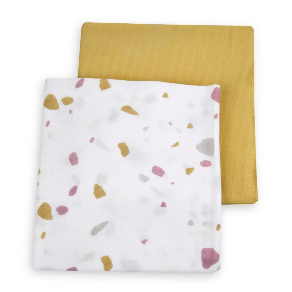 Naturally Dyed Organic Muslin Burp Cloth & Swaddles (Set of 3)- Rocks & Pebbles