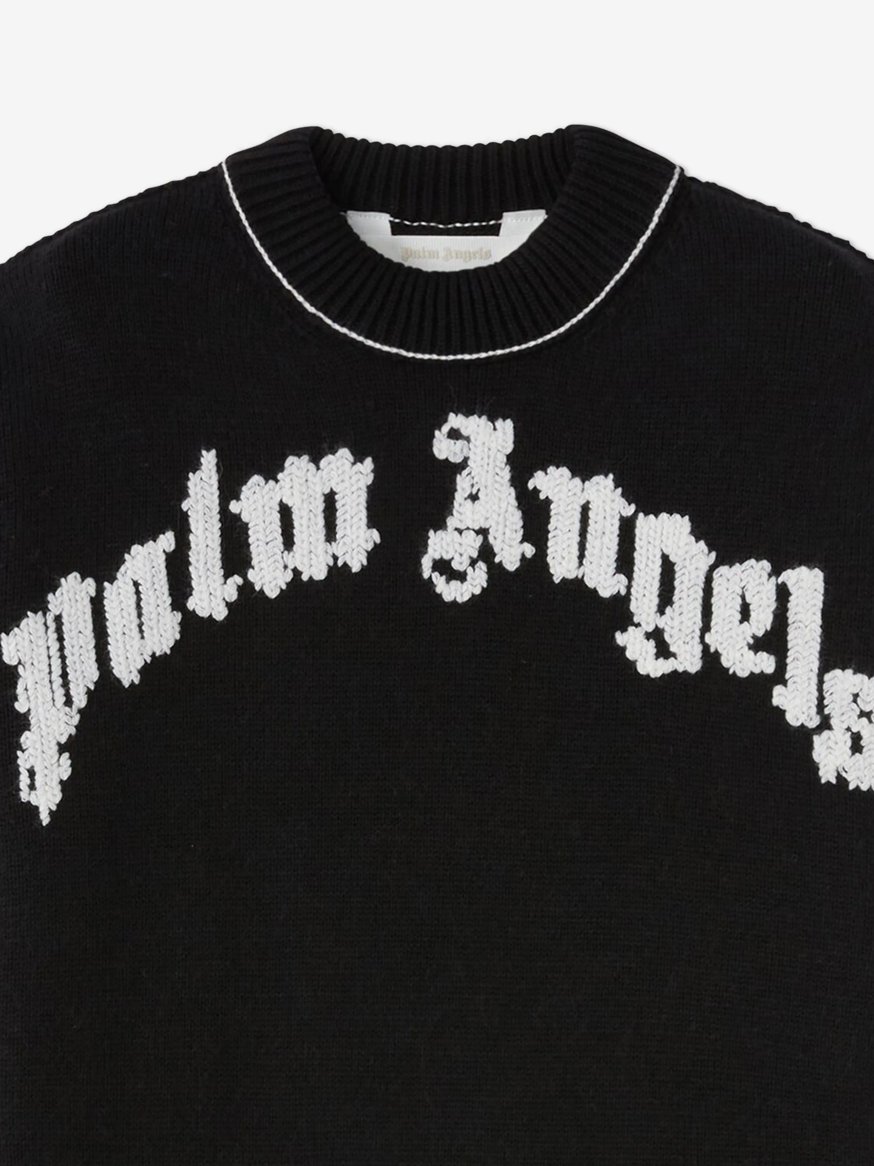 Palm Angels Kids Curved Logo Jumper in Black