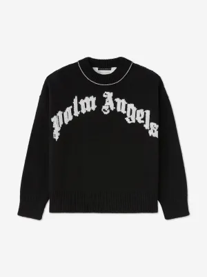 Palm Angels Kids Curved Logo Jumper in Black