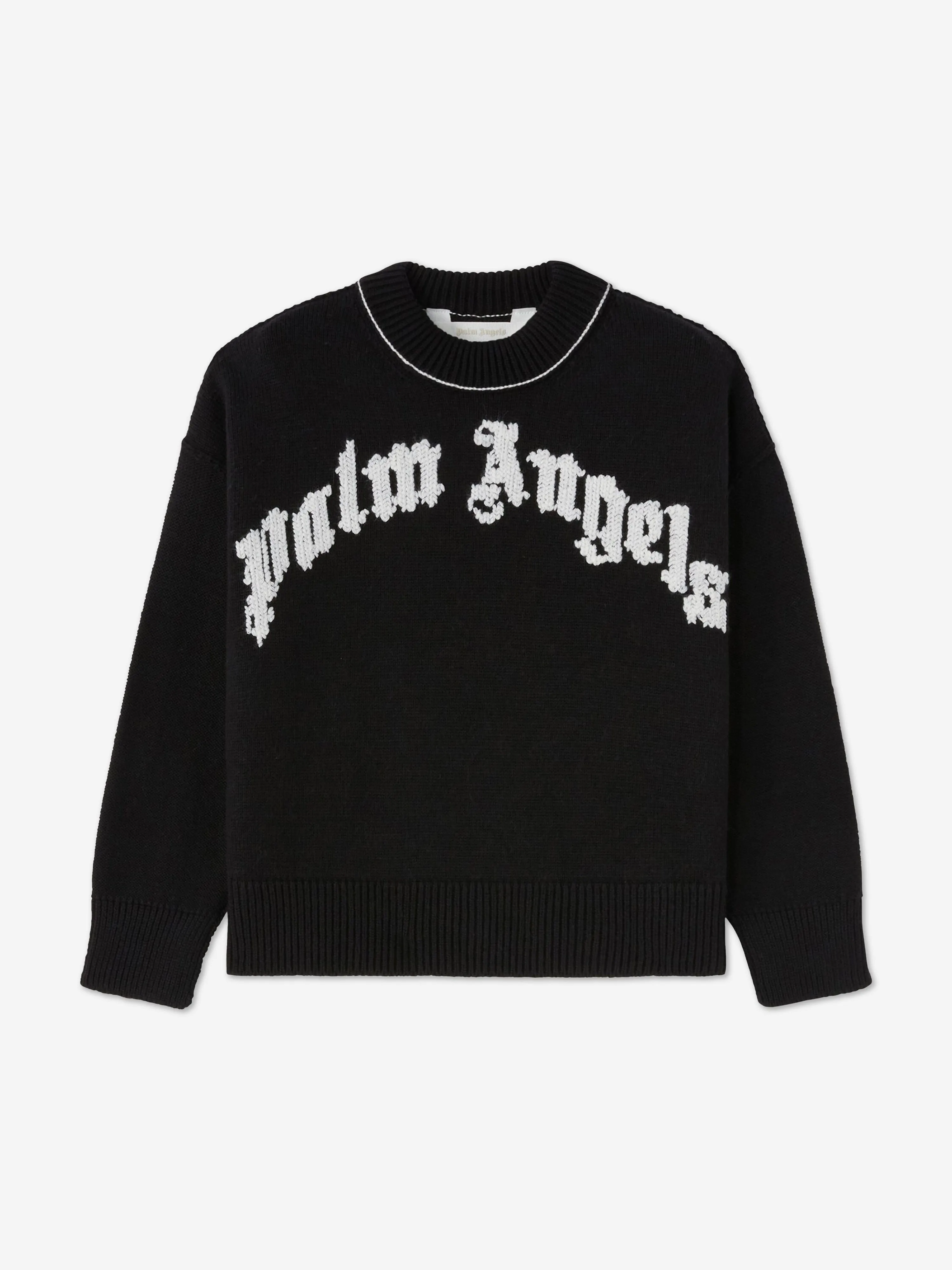 Palm Angels Kids Curved Logo Jumper in Black