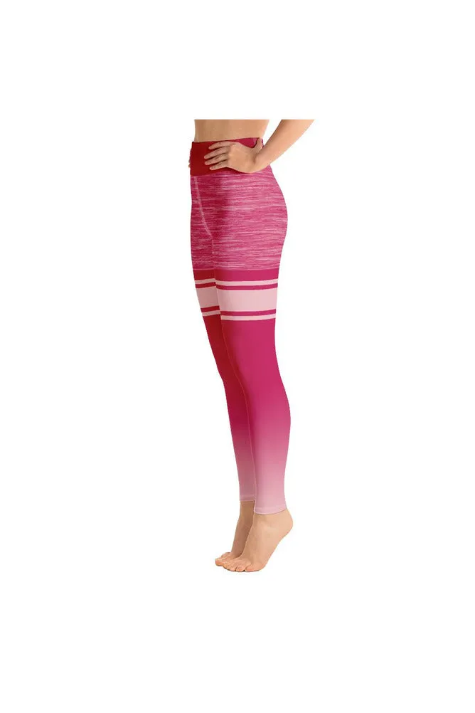 Pink Striped Mid Thigh Yoga Leggings