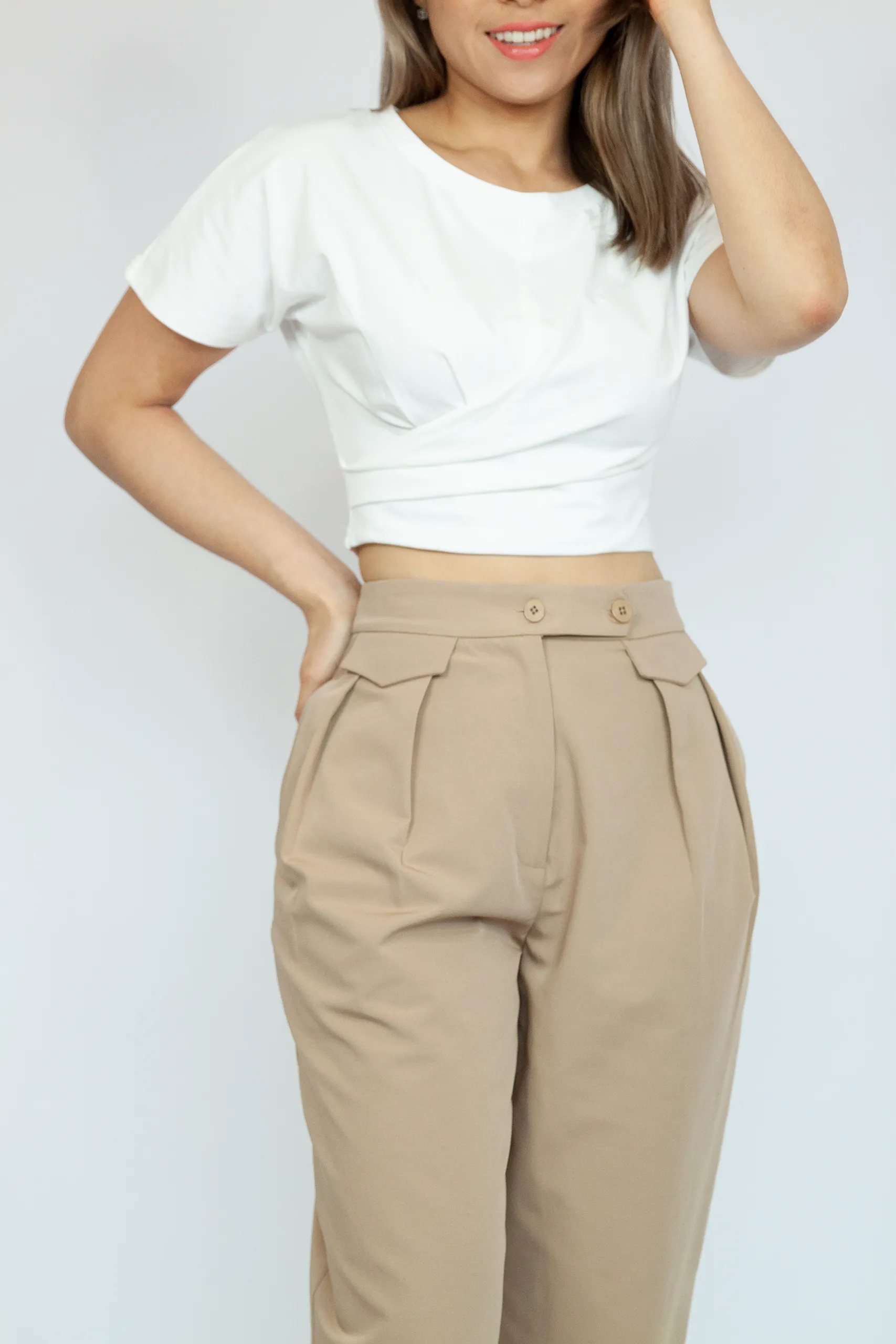 Pleated Crop Pants