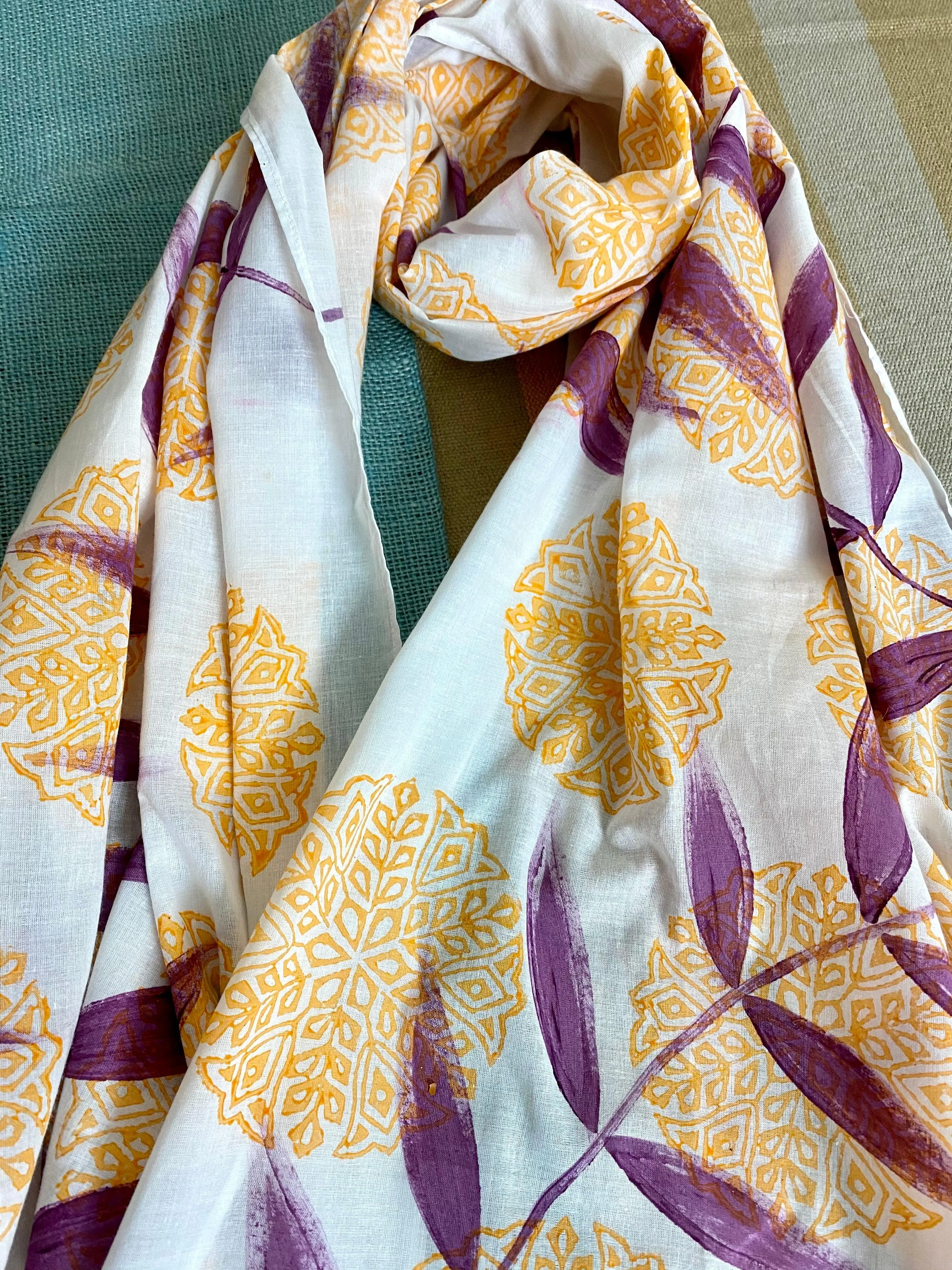 Purple Chic Hand Painted on Fine Cotton Scarf