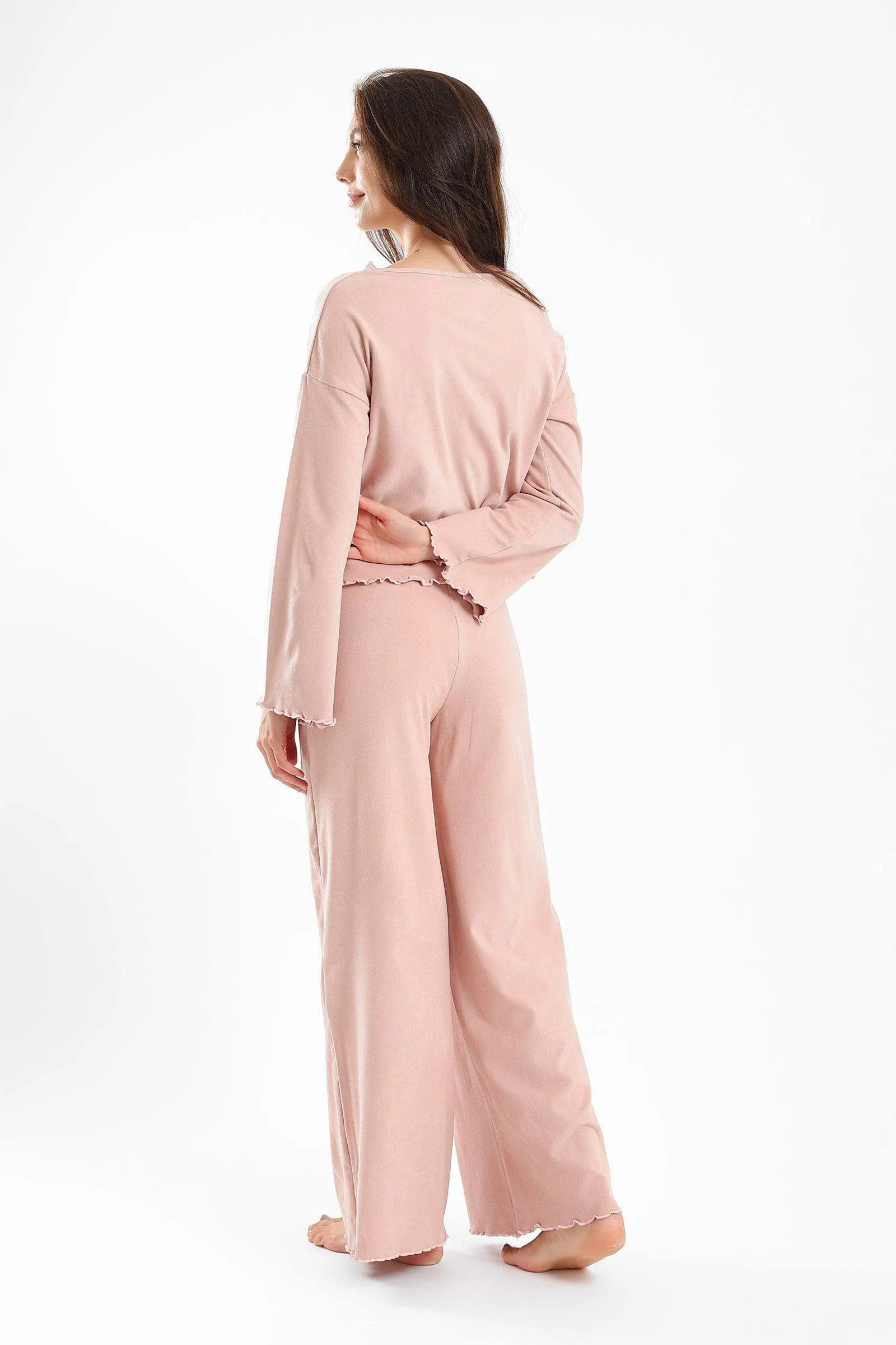 Pyjama Set with Frilled Hem