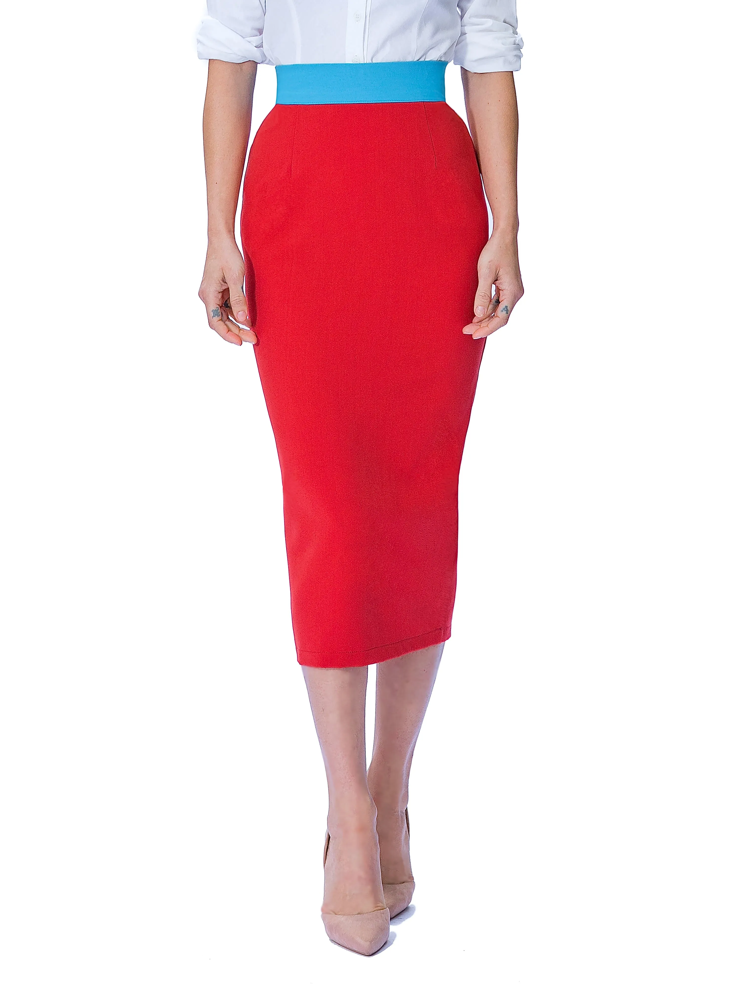 "Dorix" Color Block Waist Pencil Skirt