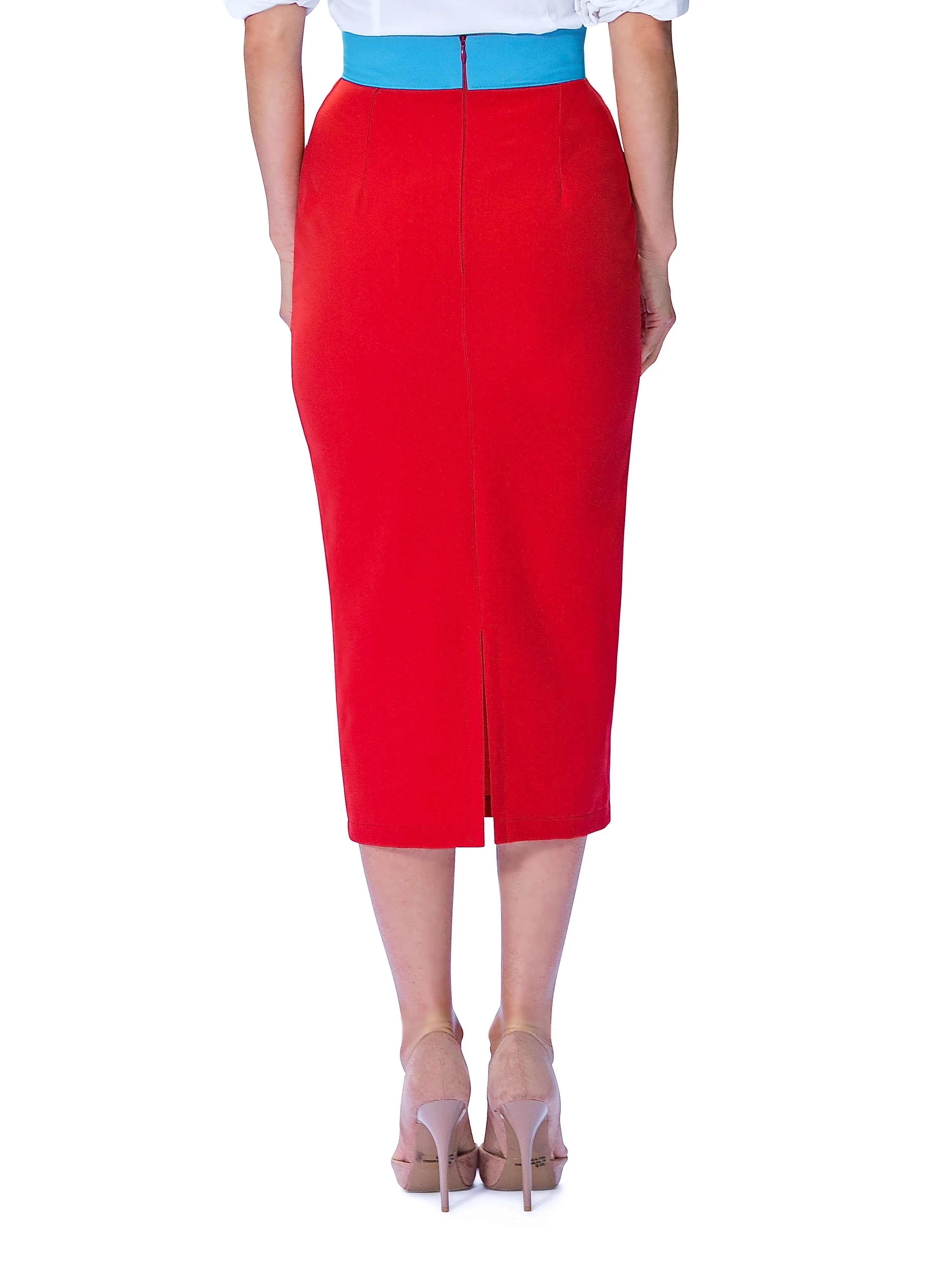 "Dorix" Color Block Waist Pencil Skirt