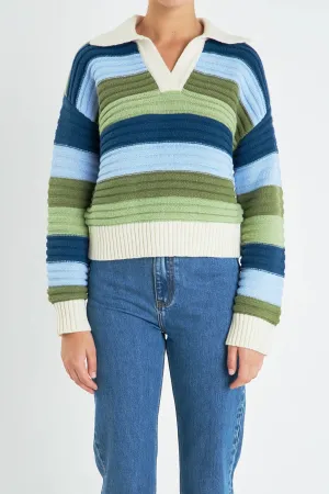 Rainbow Striped Knit Top (Green Multi)