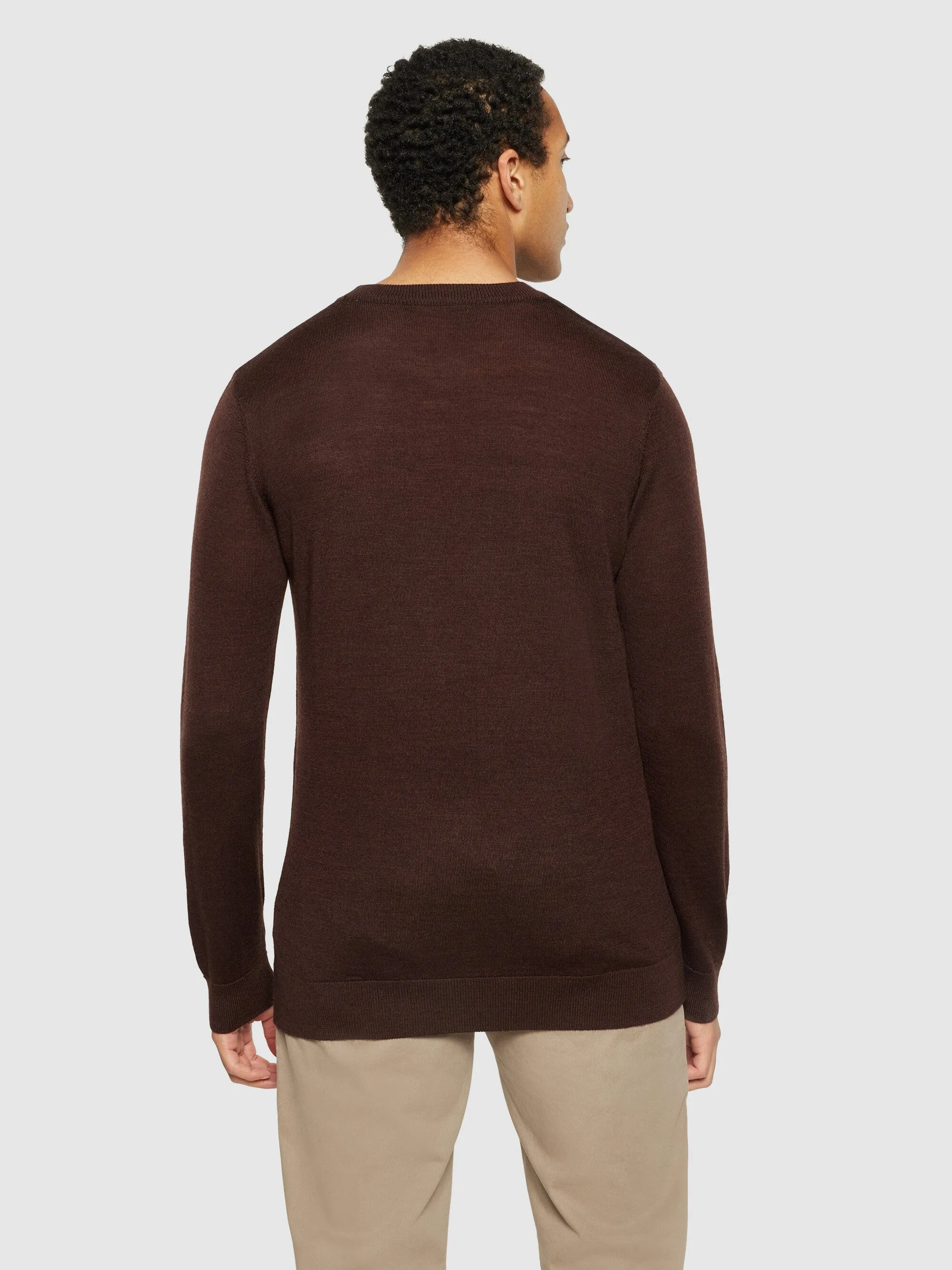 Regular merino knit crew neck - RWS - Demitasse (brown)