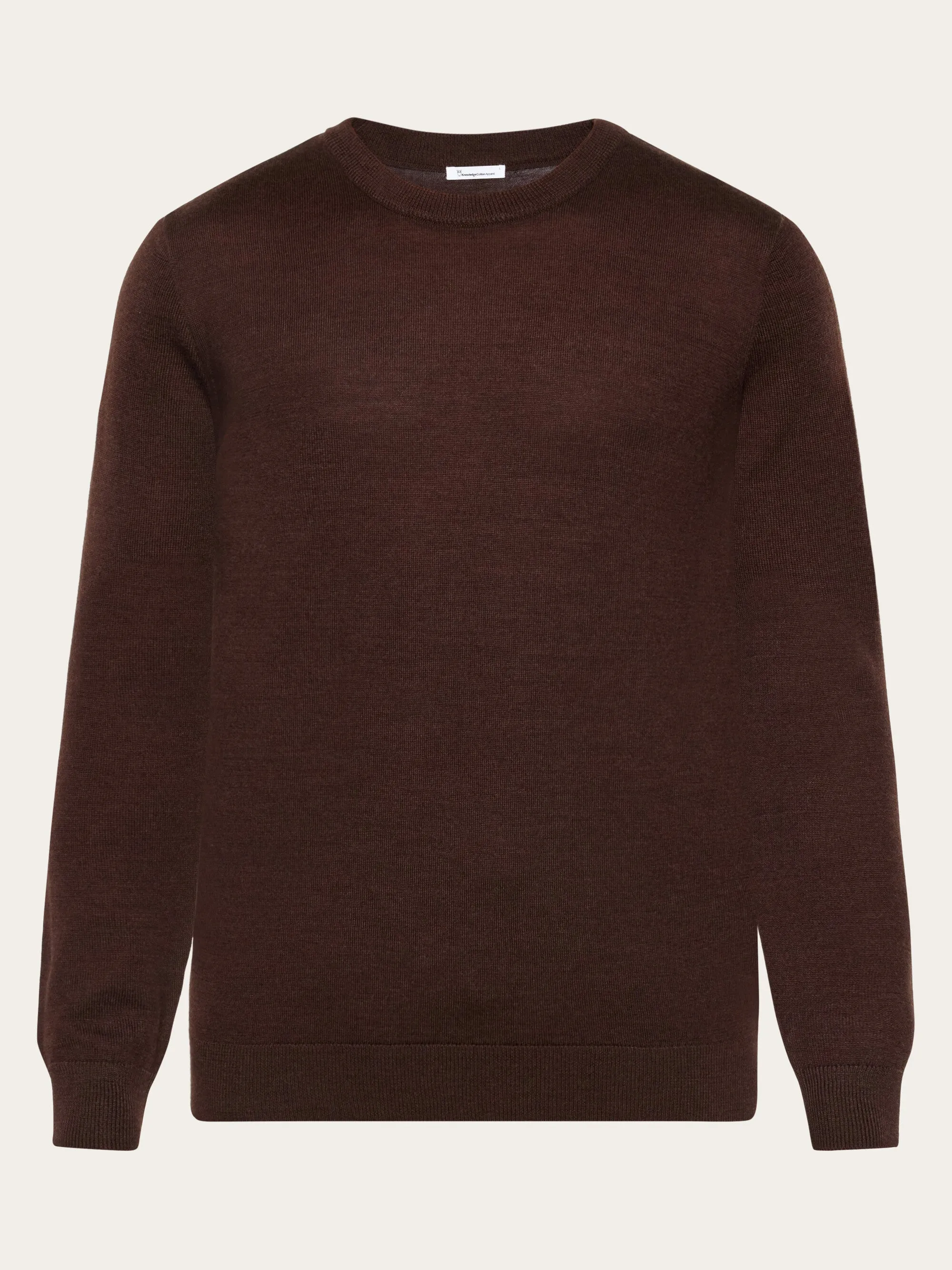 Regular merino knit crew neck - RWS - Demitasse (brown)