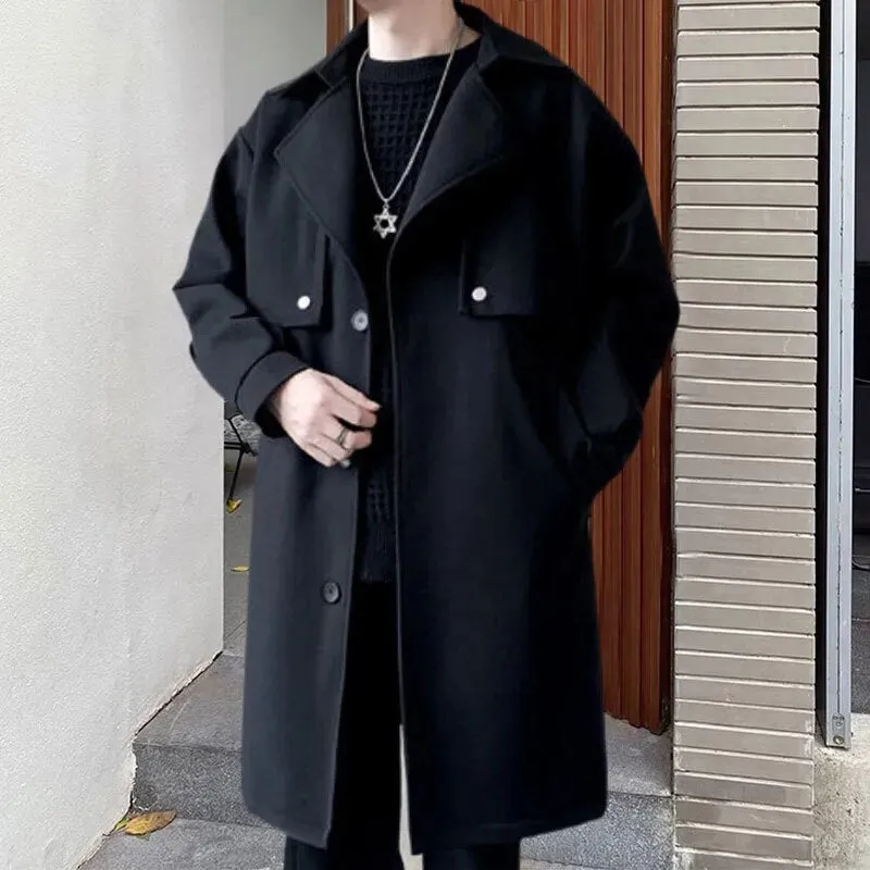 Retro Solid Button Trench Coat