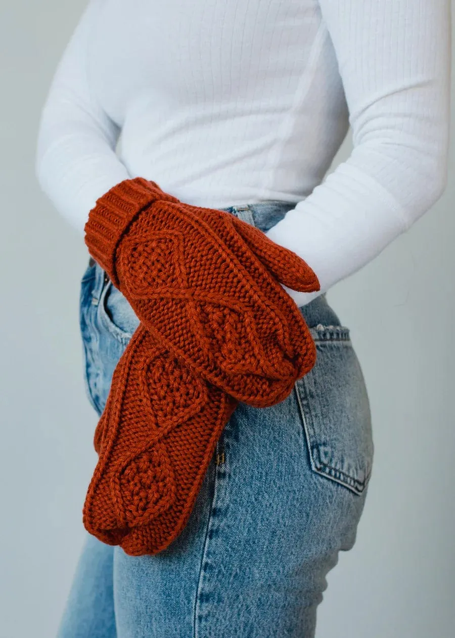 Rust Knit Mittens