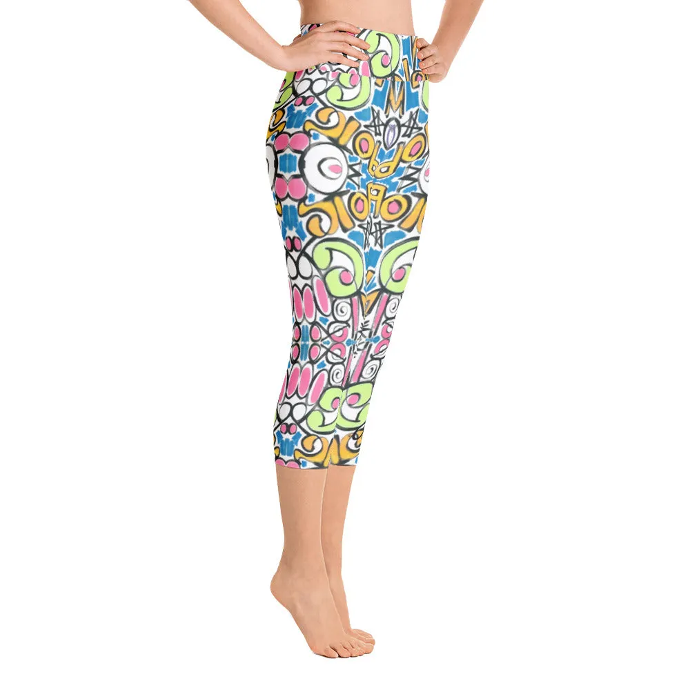 Stop War Now Graffiti Yoga Capri Leggings