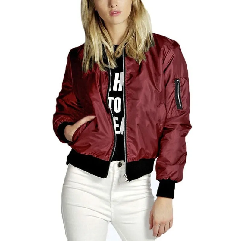 Stylish Casual Women's Zipper Windbreaker With Pocket For Spring