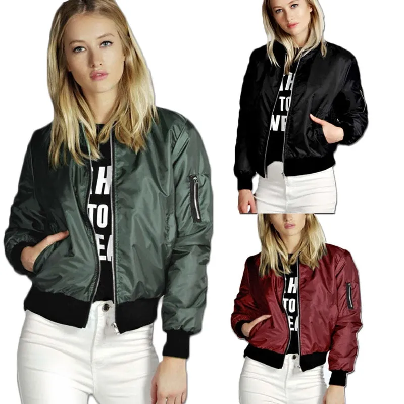 Stylish Casual Women's Zipper Windbreaker With Pocket For Spring