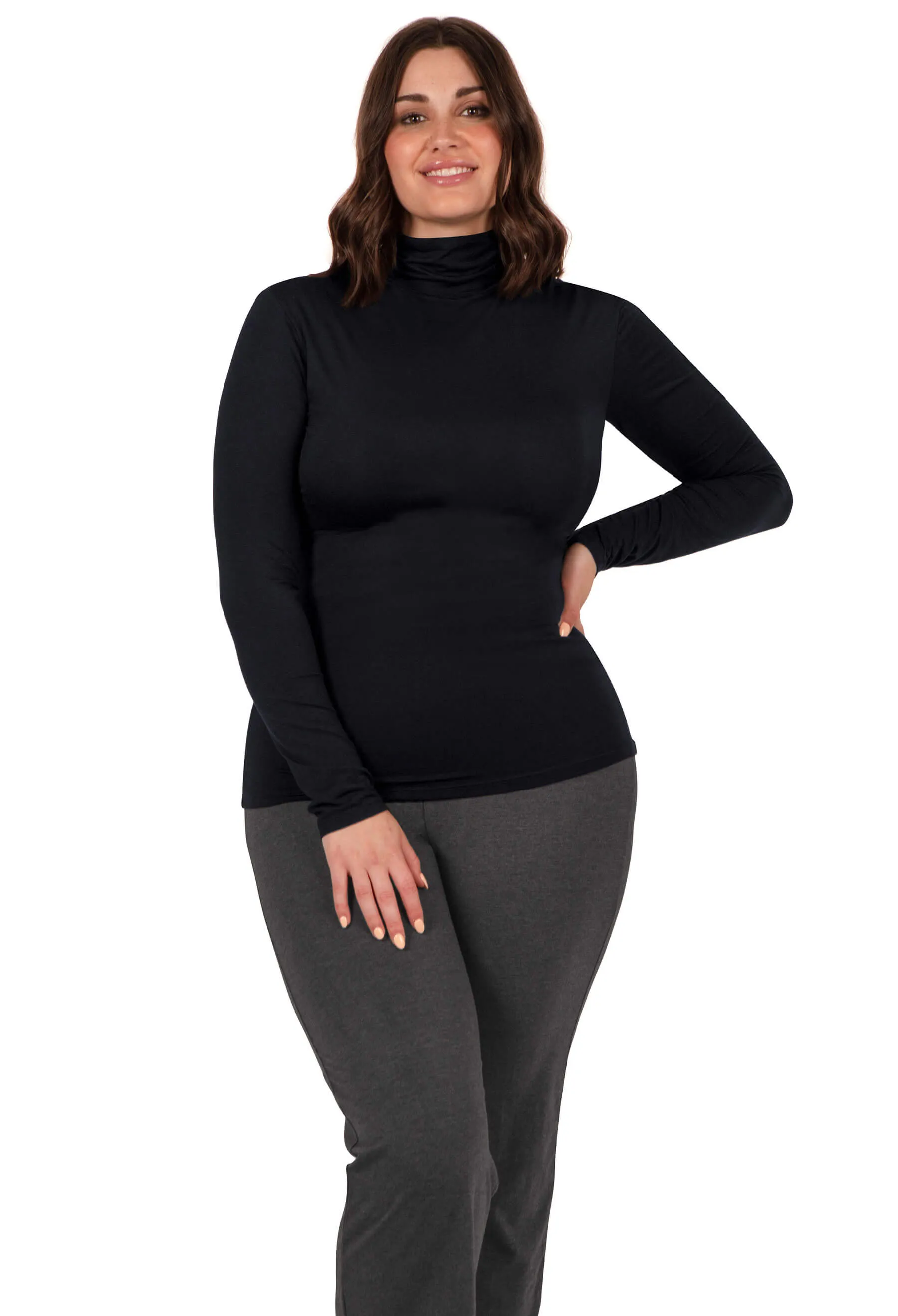 Super Soft Modal Turtleneck Thermal Top - 2 Pack