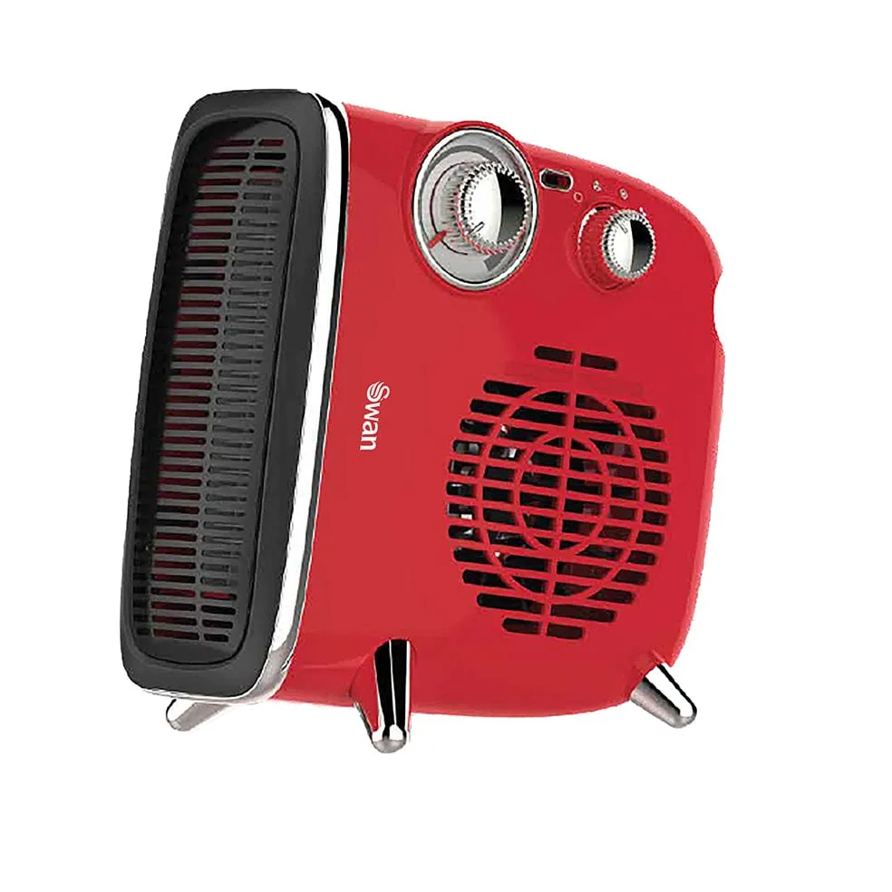 Swan Vertical or Horizontal Retro Fan Heater Black | Grey | Red