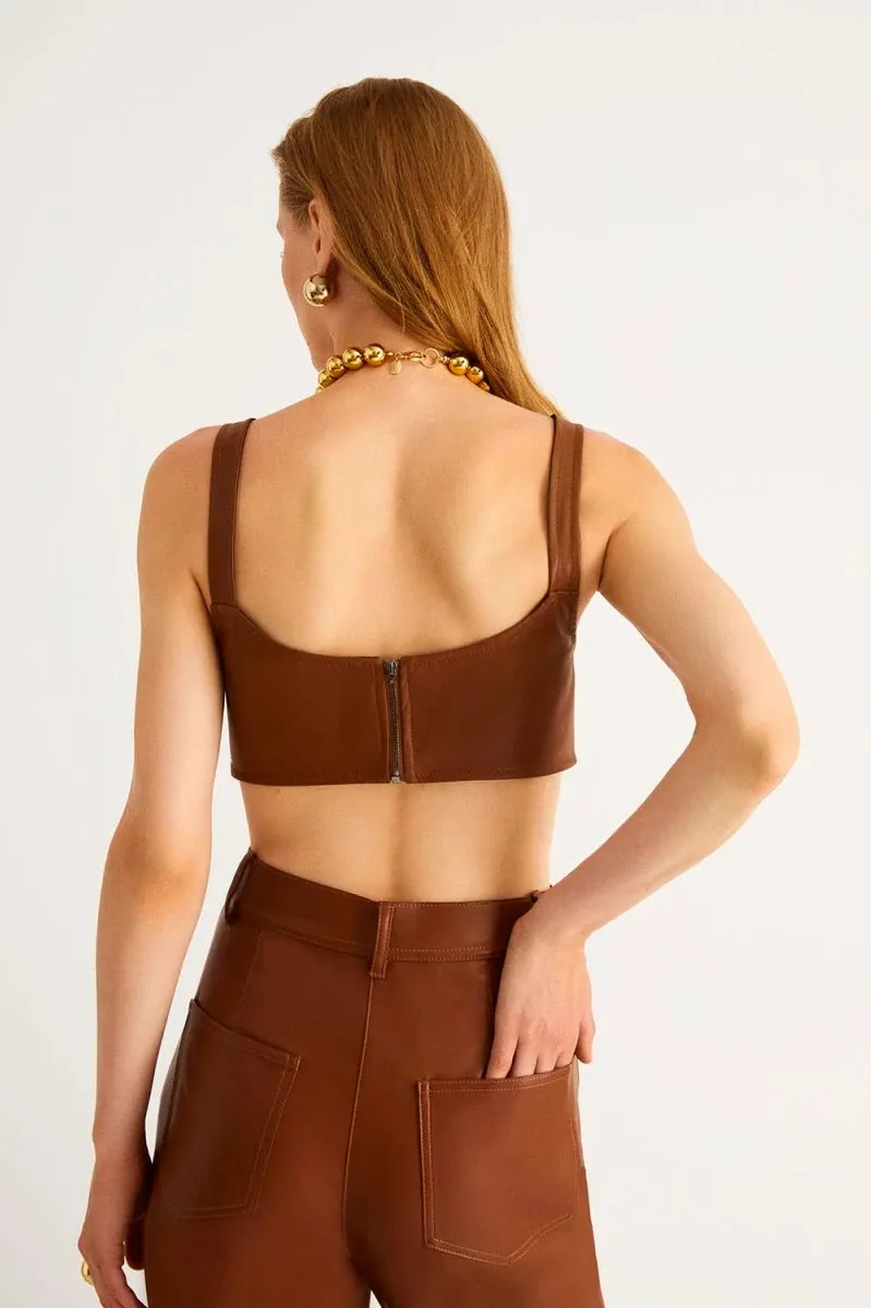 Sweetheart Neckline Pleather Crop Top