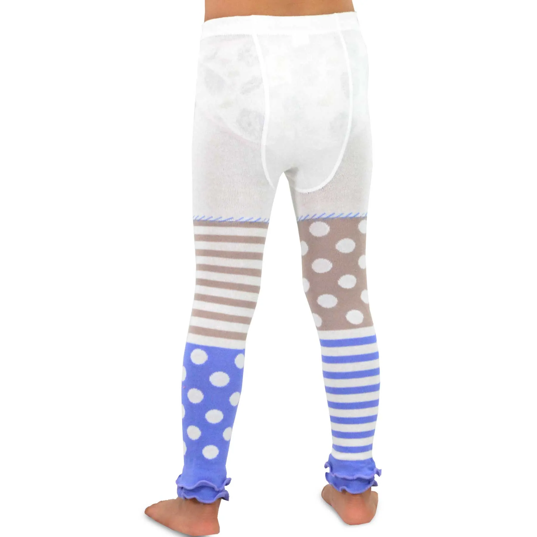 TeeHee Socks Kid's Casual Cotton Footless Tights Stripes with Dots 3-Pack (70308)