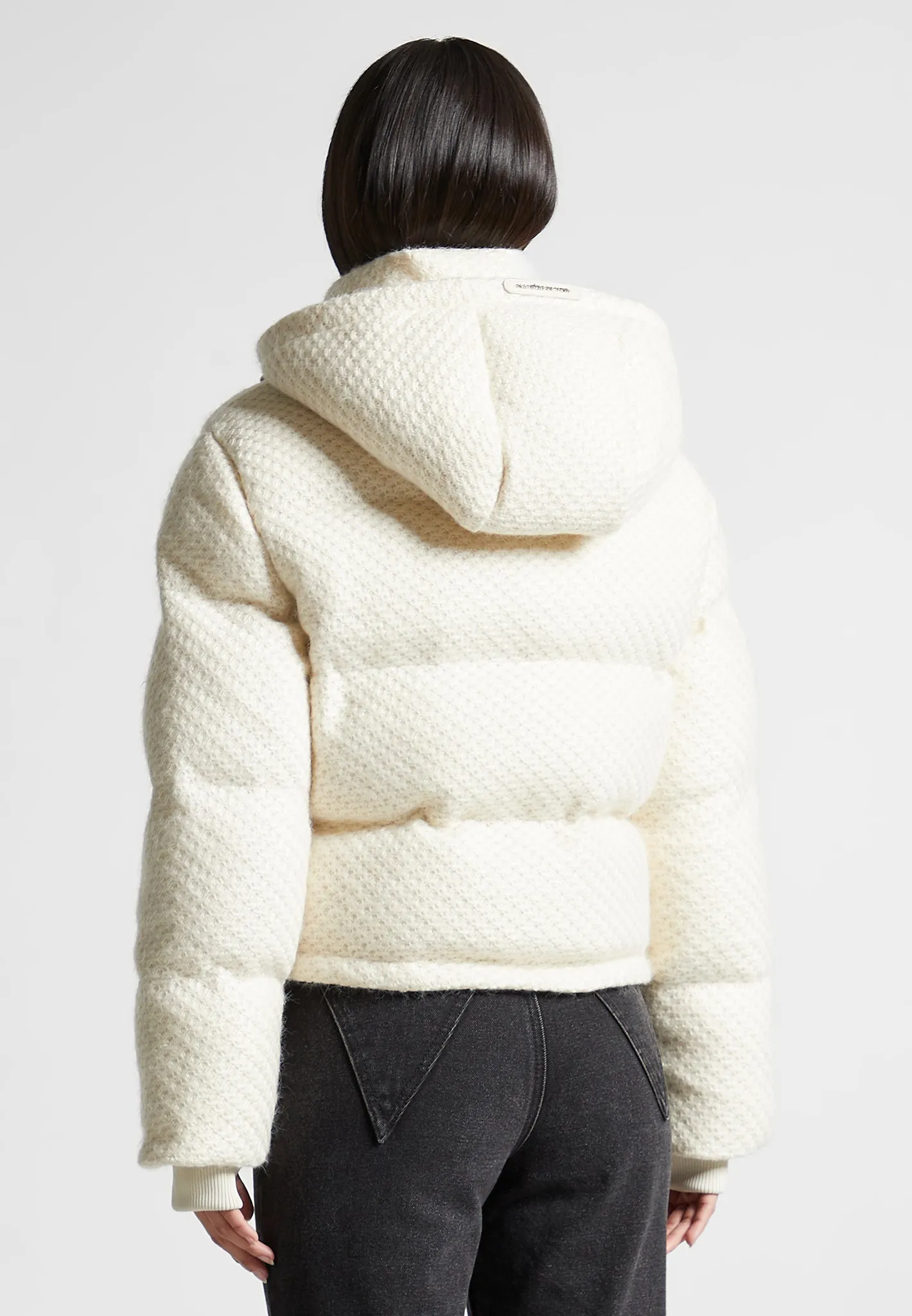 Textured Knit Puffer Jacket - Cream