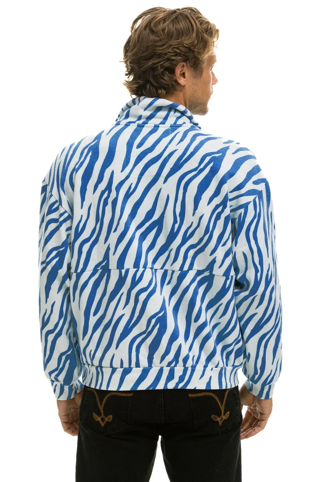 TIGER FLEECE UNISEX HALF ZIP JACKET	- BLUE TIGER