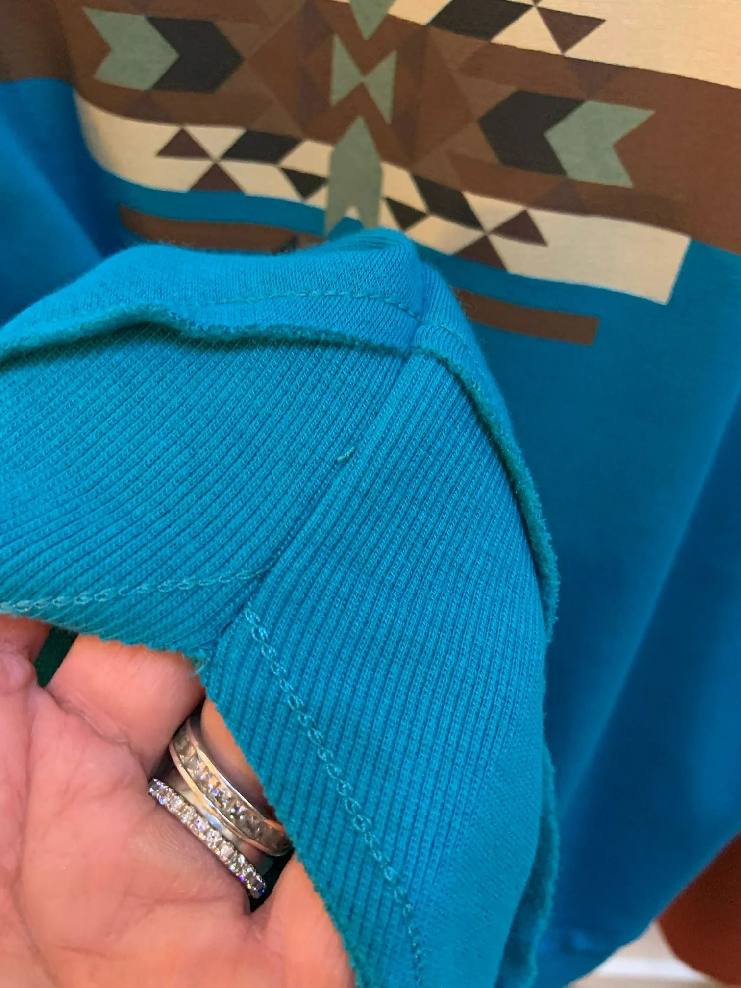 Turquoise Aztec Fleece Lined Sweatshirt - Extra Small to 3X