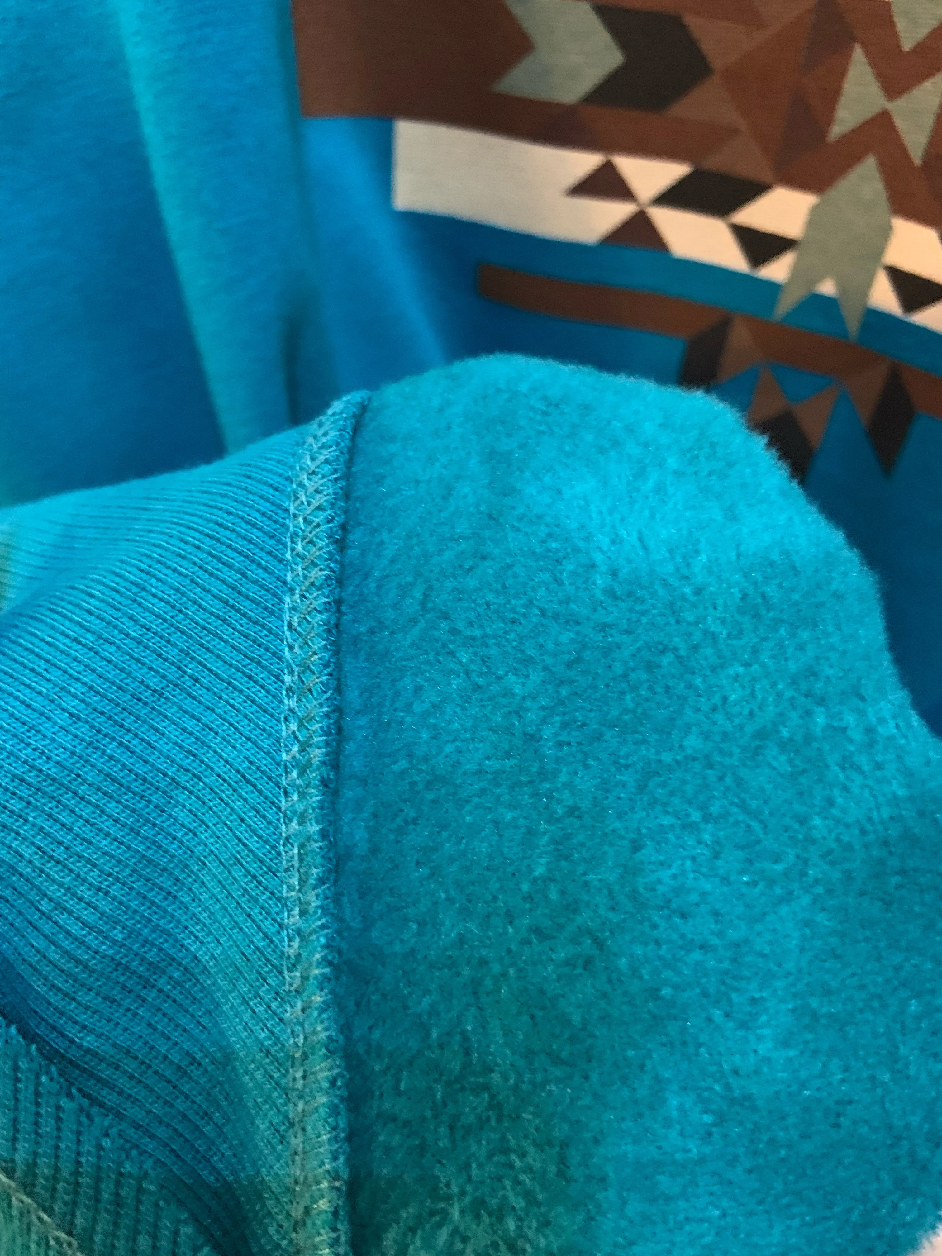 Turquoise Aztec Fleece Lined Sweatshirt - Extra Small to 3X