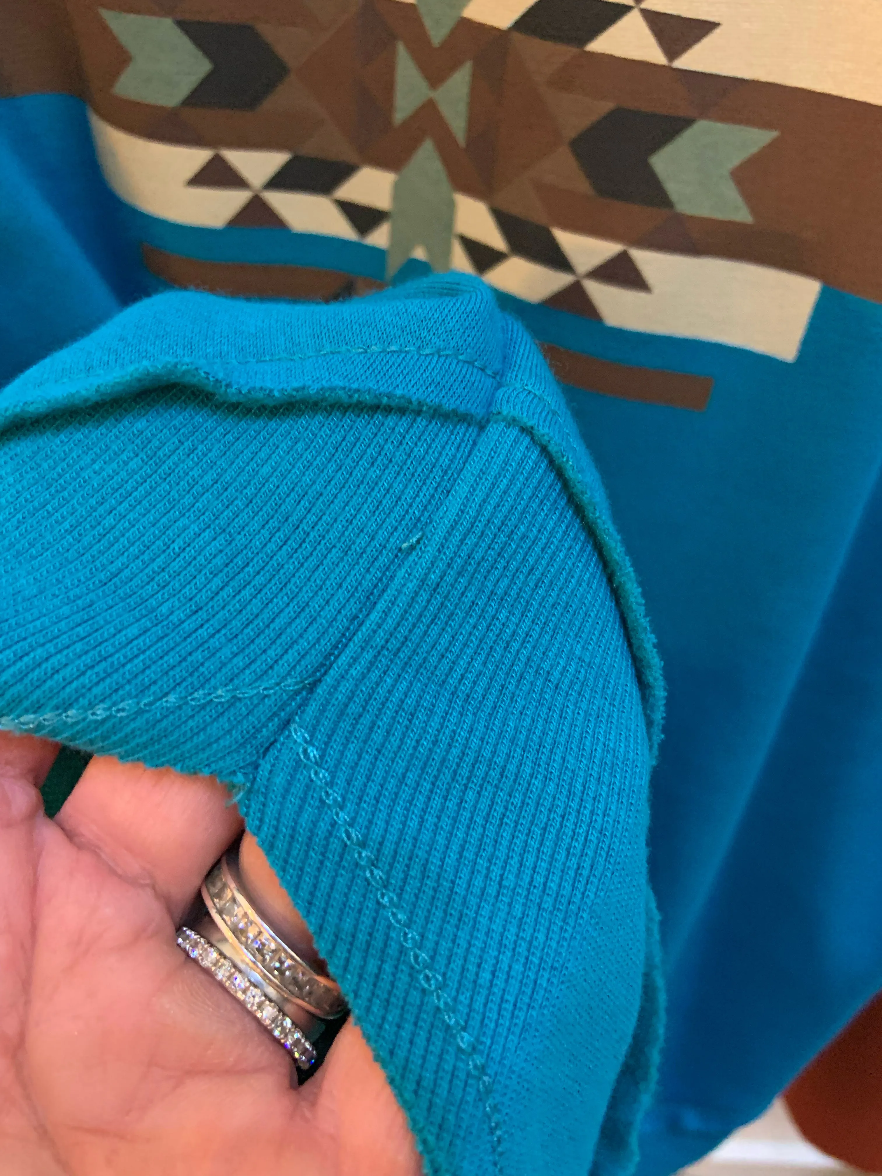 Turquoise Aztec Fleece Lined Sweatshirt - Extra Small to 3X