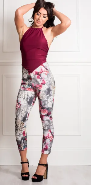 V backed floral Veggings