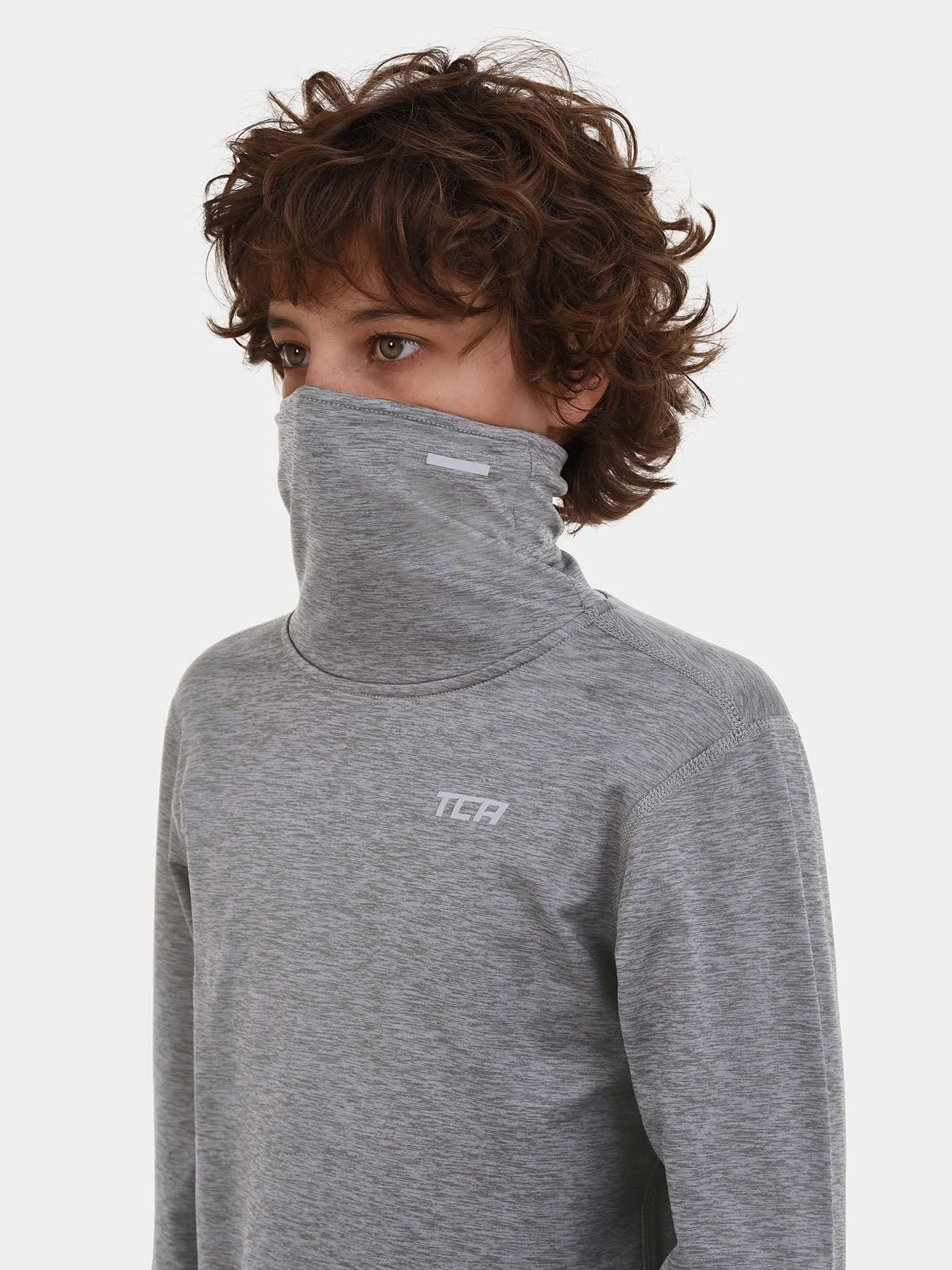 Warm-Up Long Sleeve Funnel Neck Top For Boys With Thumbholes & Reflective Strips