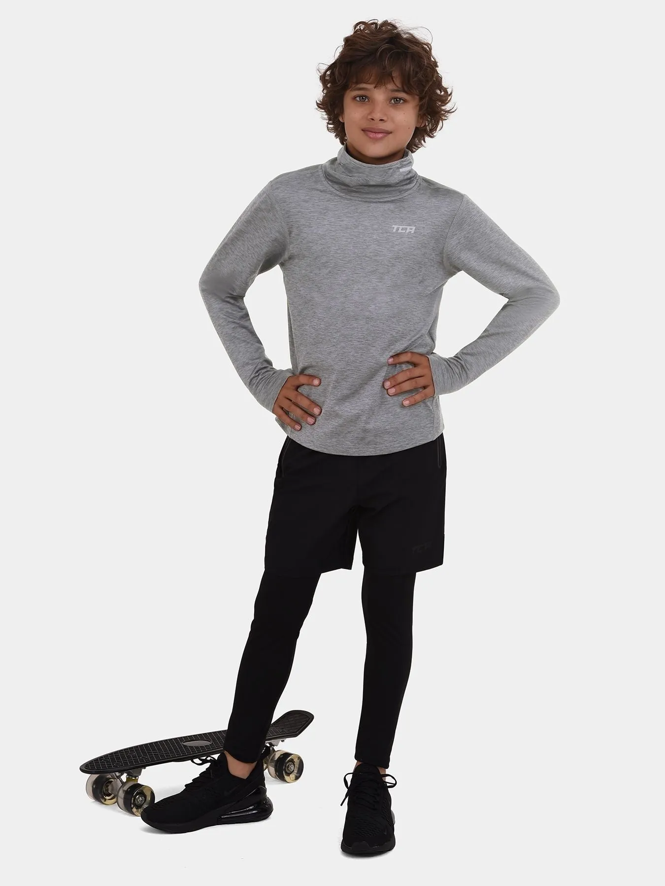 Warm-Up Long Sleeve Funnel Neck Top For Boys With Thumbholes & Reflective Strips