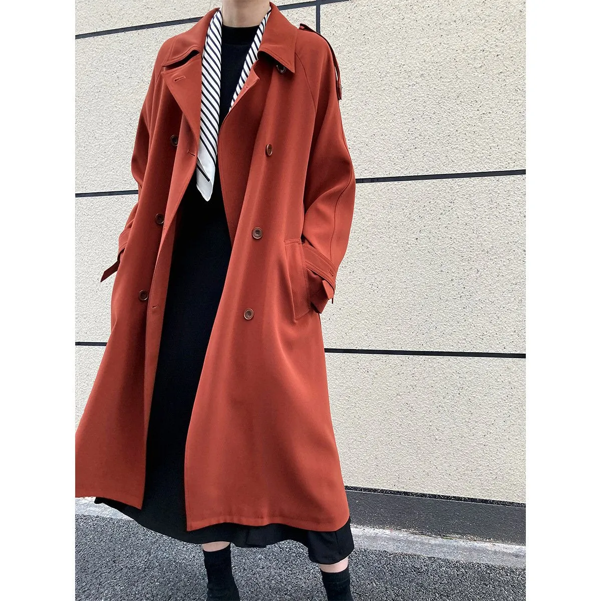 Women's Double Breasted Long Trench Coat