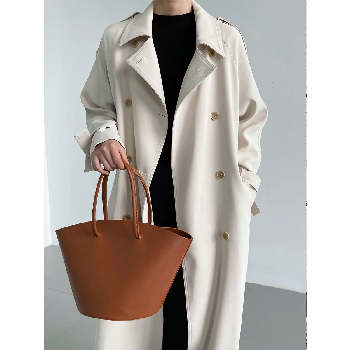 Women's Double Breasted Long Trench Coat