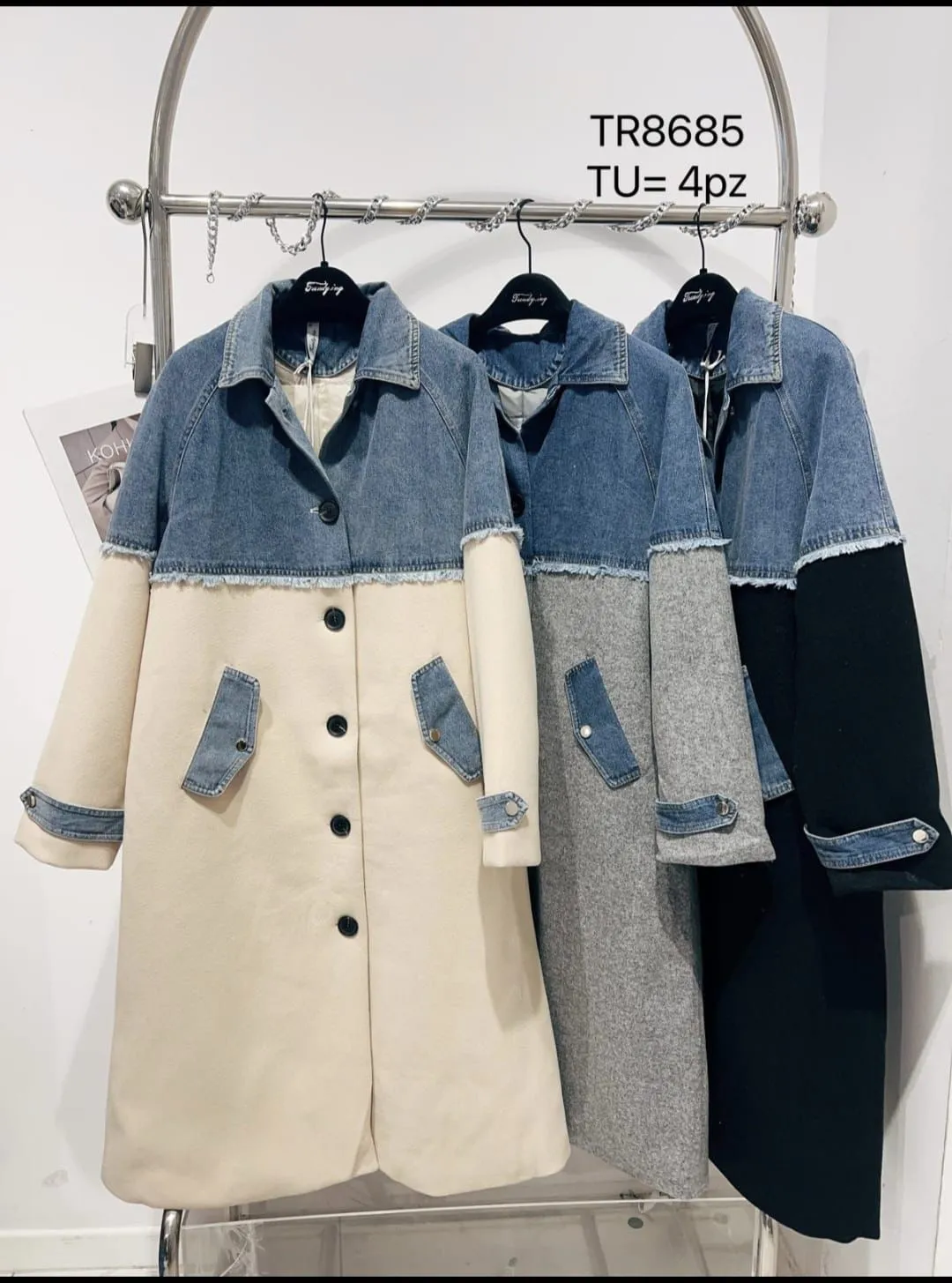 Women's Longline Denim Trench Coat