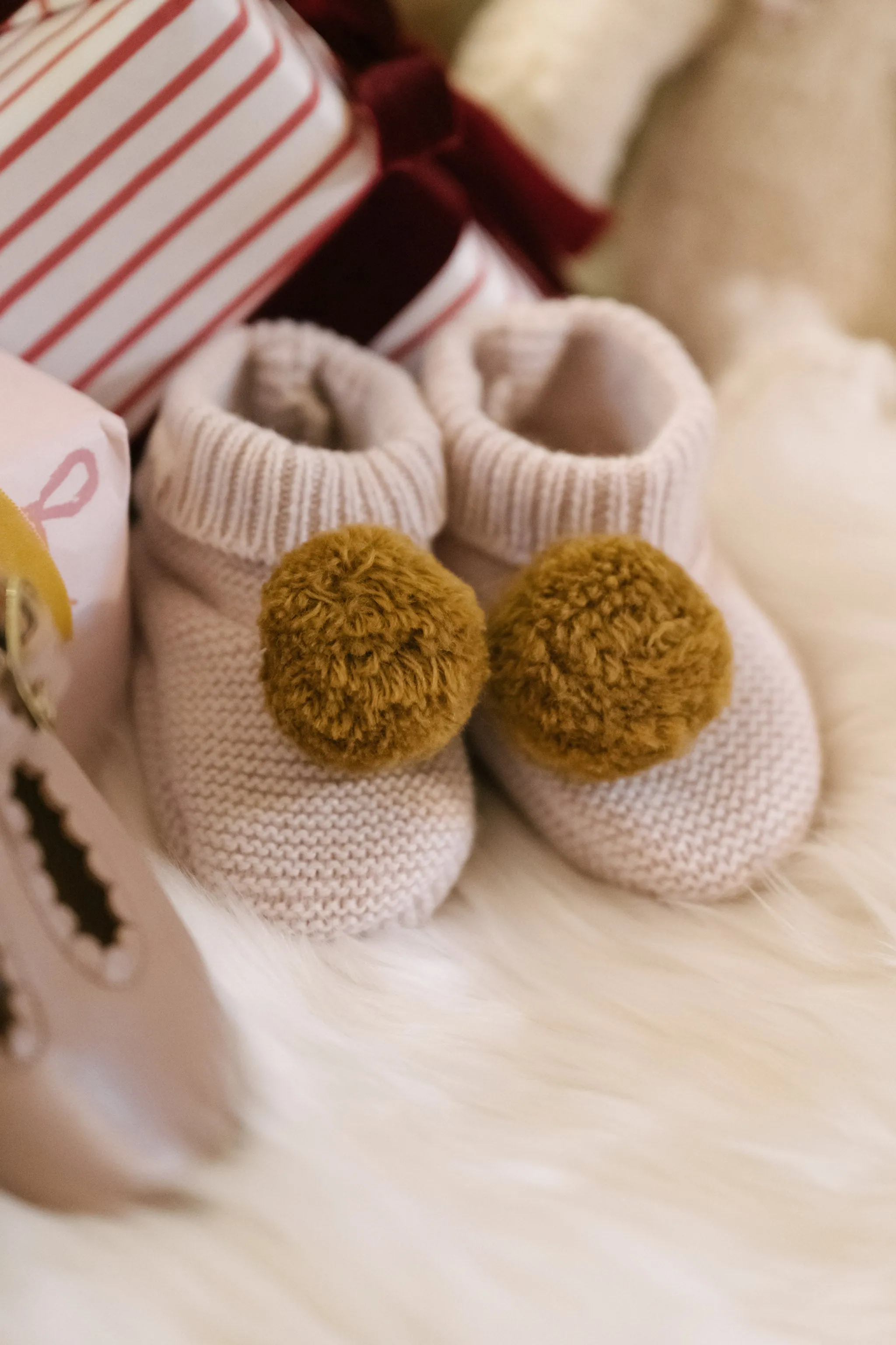 Wool Knit Pom Pom Bootie