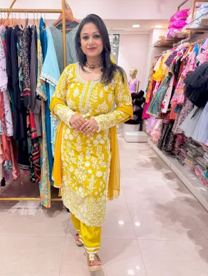 Yellow Cut Daana Suit Set